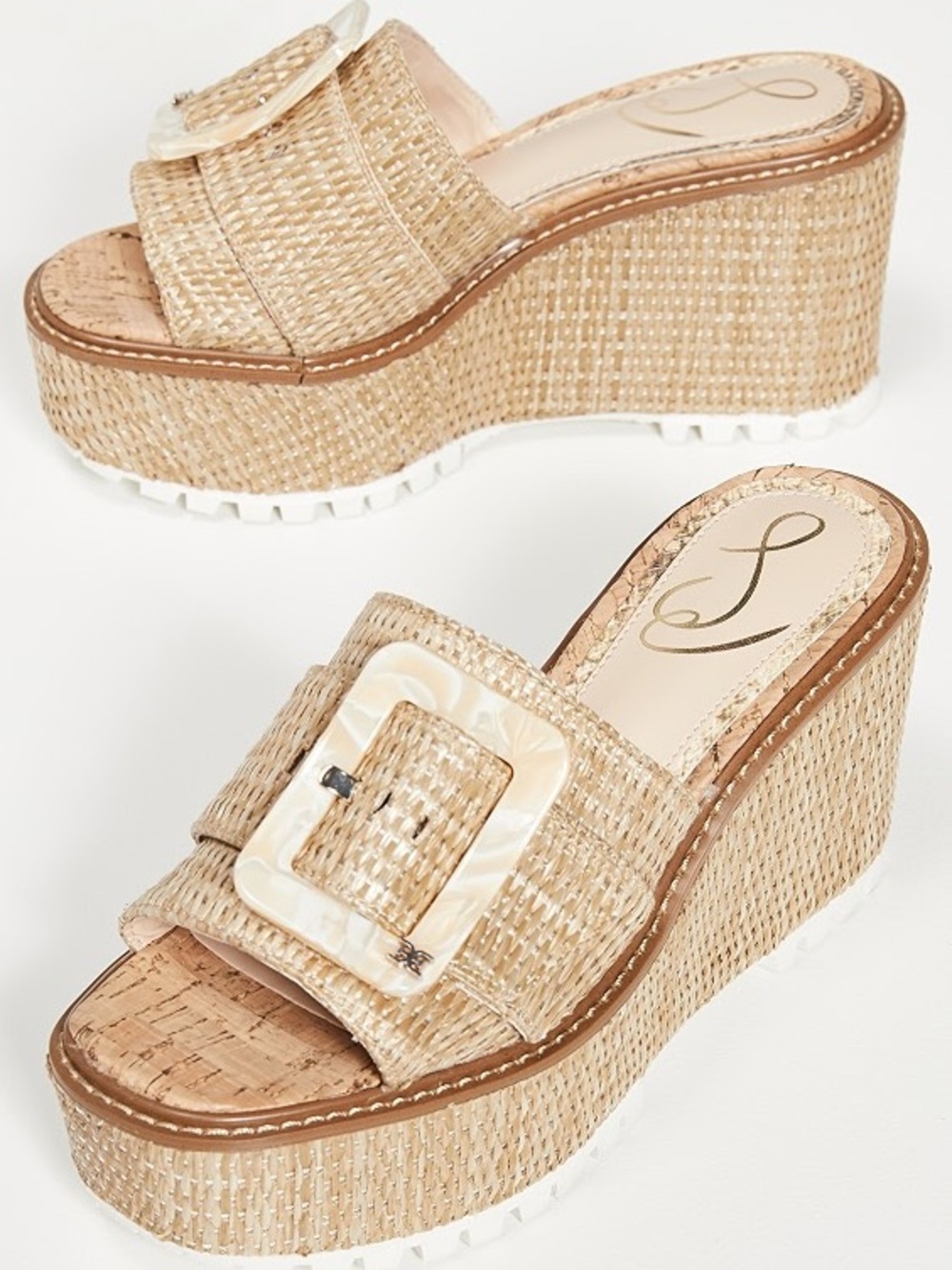 Sam Edelman Livi Raffia Platform Wedge Sandals – Natural — size 8.5